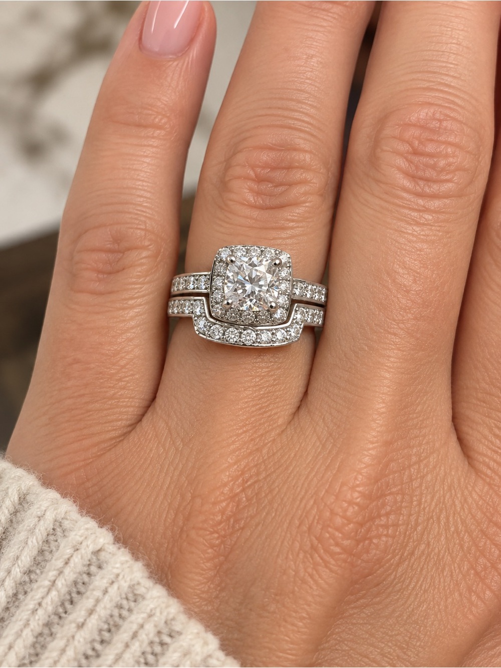 2-Piece 2 CT Moissanite Bridal Ring Set – S925 – Size 7